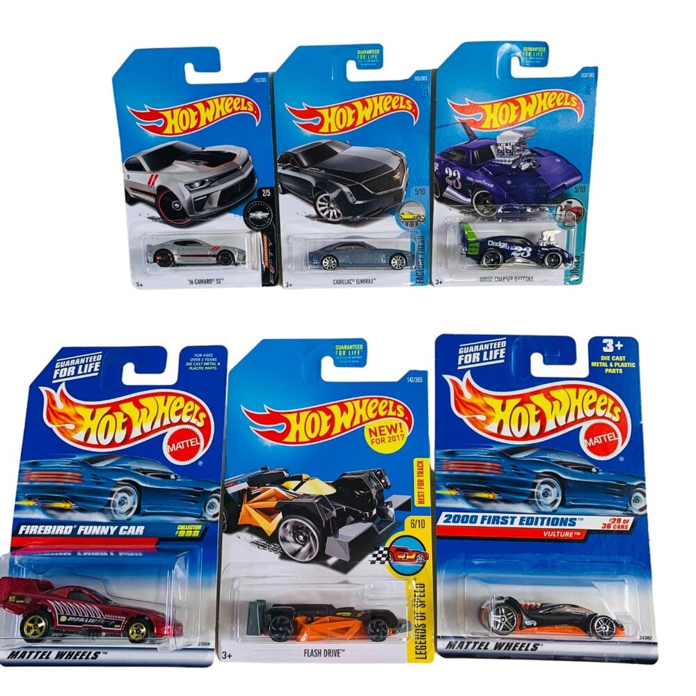 Hot Wheels Lot of 6 Die Cast Cars Mattel VTG Funny Tooned Factory Fresh Legends